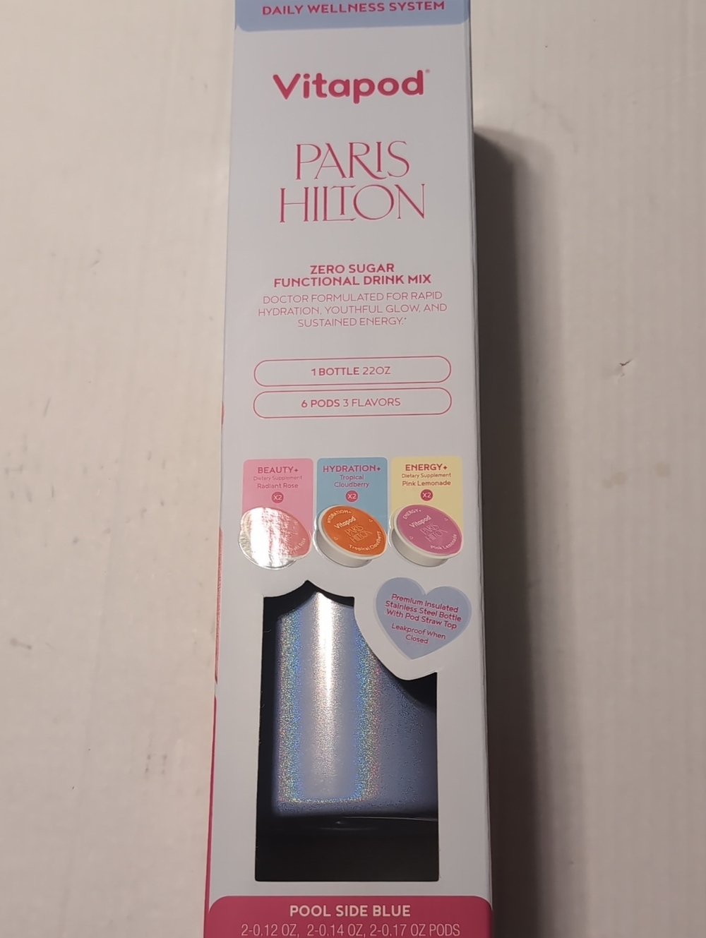 Paris Hilton Pool Side Blue Iridescent Stainless Bottle